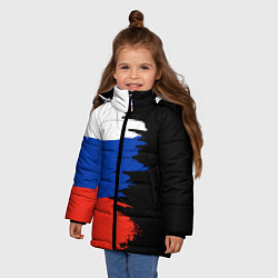 Куртка зимняя для девочки Российский триколор на темном фоне, цвет: 3D-красный — фото 2