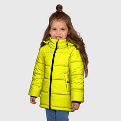 Куртка зимняя для девочки Однотонный неоновый лимонный желтый тон, цвет: 3D-светло-серый — фото 2