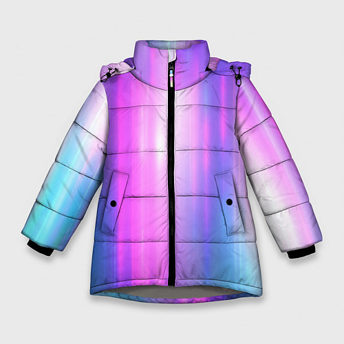 Зимняя куртка для девочки Northern lights, Северное сияние, неоновое свечени / 3D-Светло-серый – фото 1