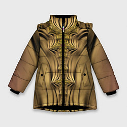 Куртка зимняя для девочки Песчаный охотник Фрактал Абстракция, цвет: 3D-черный