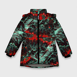 Куртка зимняя для девочки Красно-Белая Вулканическая Лава, цвет: 3D-светло-серый