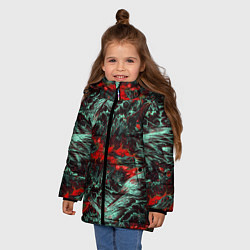 Куртка зимняя для девочки Красно-Белая Вулканическая Лава, цвет: 3D-светло-серый — фото 2