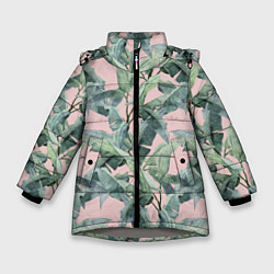 Зимняя куртка для девочки Листья Пальм Нарисованные Карандашом