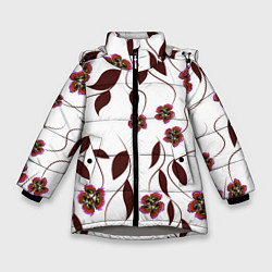 Зимняя куртка для девочки Розовые цветы вишни на светлом фоне