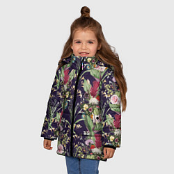 Куртка зимняя для девочки Цветы В Букетах, цвет: 3D-светло-серый — фото 2