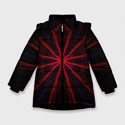 Куртка зимняя для девочки Красный эфир 3D - абстракция, цвет: 3D-черный