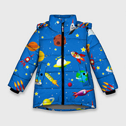 Куртка зимняя для девочки SPACE OBJECTS, цвет: 3D-светло-серый