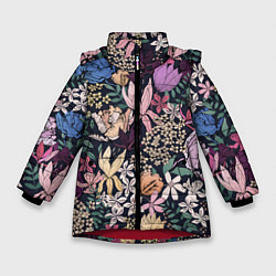Куртка зимняя для девочки Цветы Летние В Цветущем Саду, цвет: 3D-красный