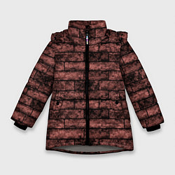 Куртка зимняя для девочки Стена из кирпича терракотового цвета Лофт, цвет: 3D-светло-серый
