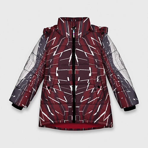 Зимняя куртка для девочки Абстрактная мозаика abstract mosaic / 3D-Красный – фото 1