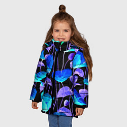 Куртка зимняя для девочки Авангардный цветочный паттерн Fashion trend, цвет: 3D-светло-серый — фото 2