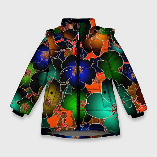 Зимняя куртка для девочки Vanguard floral pattern Summer night Fashion trend / 3D-Светло-серый – фото 1