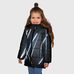 Куртка зимняя для девочки Неоновые лампы во тьме - Голубой, цвет: 3D-светло-серый — фото 2