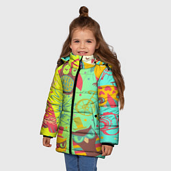 Куртка зимняя для девочки Весёлые совы, цвет: 3D-светло-серый — фото 2