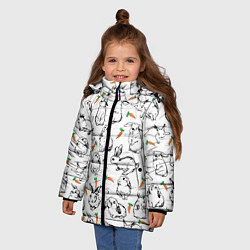 Куртка зимняя для девочки Зайцы с морковками, цвет: 3D-светло-серый — фото 2