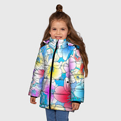 Куртка зимняя для девочки Летний цветочный паттерн Fashion trend 2025, цвет: 3D-светло-серый — фото 2