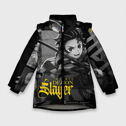 Зимняя куртка для девочки Demon slayerИстребитель демонов / 3D-Светло-серый – фото 1