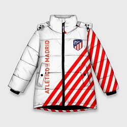Куртка зимняя для девочки Atletico madrid красные полосы, цвет: 3D-черный