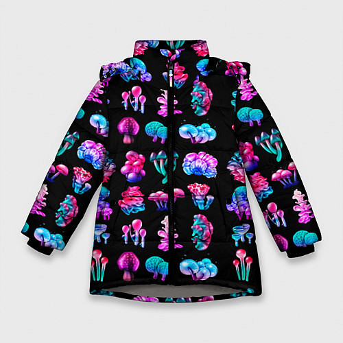 Зимняя куртка для девочки NEON MUSHROOMS / 3D-Светло-серый – фото 1
