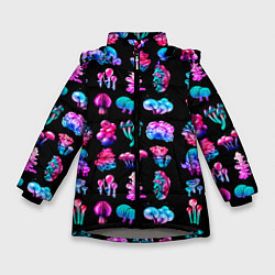 Куртка зимняя для девочки NEON MUSHROOMS, цвет: 3D-светло-серый