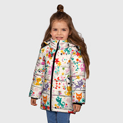 Куртка зимняя для девочки COLORFUL FUNNY KITTENS, цвет: 3D-светло-серый — фото 2