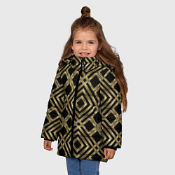 Куртка зимняя для девочки GOLD LUXURY Золотая абстракция, цвет: 3D-черный — фото 2