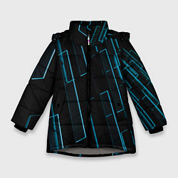 Куртка зимняя для девочки Неоновые стёкла - Голубой, цвет: 3D-светло-серый