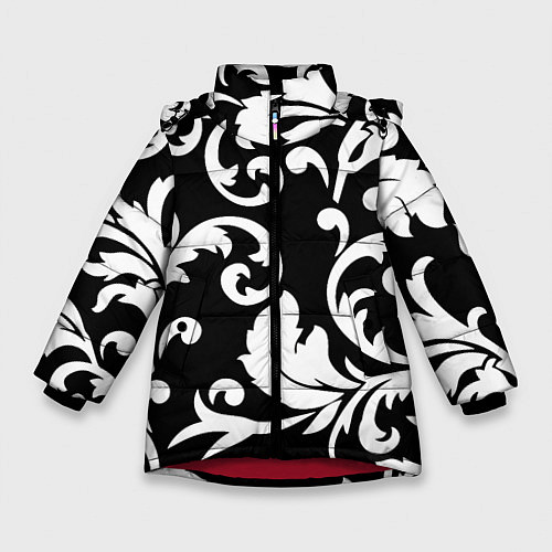 Зимняя куртка для девочки Minimalist floral pattern / 3D-Красный – фото 1