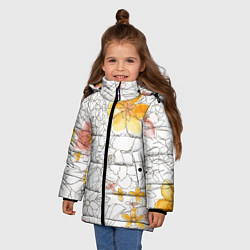Куртка зимняя для девочки Минималистическая цветочная композиция Watercolour, цвет: 3D-светло-серый — фото 2
