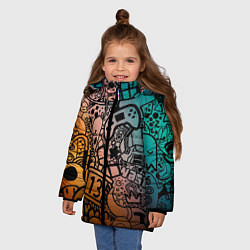 Куртка зимняя для девочки Life is gaming, цвет: 3D-черный — фото 2
