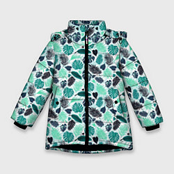Куртка зимняя для девочки PALM LEAF TEXTURE, цвет: 3D-черный