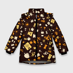 Куртка зимняя для девочки COFFEE PREPARATION TEXTURE, цвет: 3D-светло-серый
