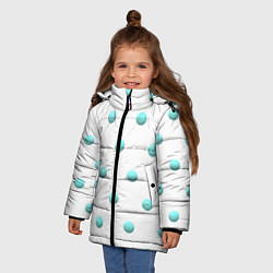 Куртка зимняя для девочки Редкий бирюзовый горох 3д, цвет: 3D-светло-серый — фото 2
