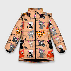 Куртка зимняя для девочки NAUGHTY KITTENS, цвет: 3D-черный
