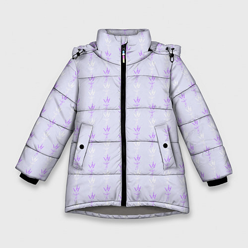 Зимняя куртка для девочки Нежная лаванда паттерн / 3D-Светло-серый – фото 1