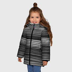 Куртка зимняя для девочки Black and white thin stripes Тонкие полосы, цвет: 3D-красный — фото 2