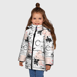 Куртка зимняя для девочки Многоугольники и Глаза, цвет: 3D-красный — фото 2