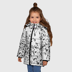 Куртка зимняя для девочки Пятнистый абстрактный узор в светло-серых тонах, цвет: 3D-красный — фото 2