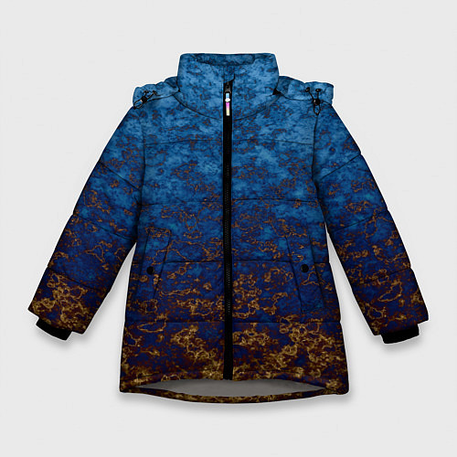 Зимняя куртка для девочки Marble texture blue brown color / 3D-Светло-серый – фото 1