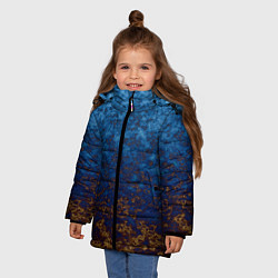 Куртка зимняя для девочки Marble texture blue brown color, цвет: 3D-светло-серый — фото 2