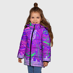 Куртка зимняя для девочки Славянская рубаха с разводами, цвет: 3D-светло-серый — фото 2