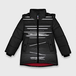Куртка зимняя для девочки Неоновые фонари во тьме - Белый, цвет: 3D-красный