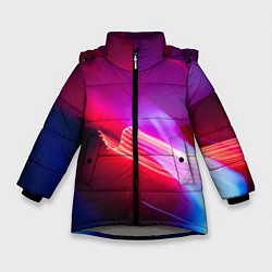 Куртка зимняя для девочки Неоновая палитра цветов - Красный, цвет: 3D-светло-серый