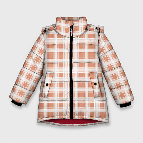Зимняя куртка для девочки Light beige plaid fashionable checkered pattern / 3D-Красный – фото 1