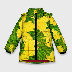Куртка зимняя для девочки Осенние кленовые листья, цвет: 3D-красный