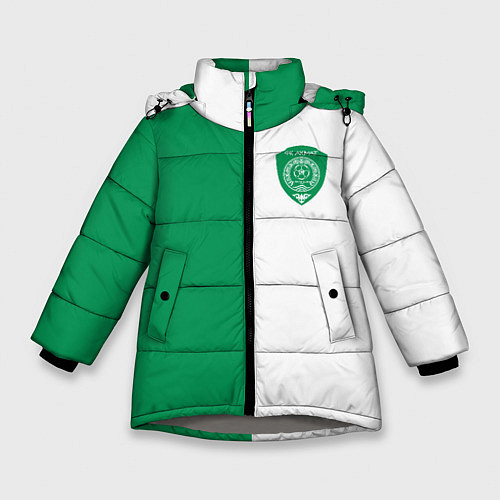 Зимняя куртка для девочки ФК Ахмат бело-зеленая форма / 3D-Светло-серый – фото 1