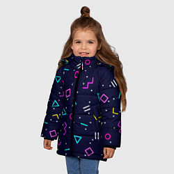 Куртка зимняя для девочки Neon geometric shapes, цвет: 3D-светло-серый — фото 2