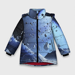 Куртка зимняя для девочки Космический пейзаж с ледяными скалами, цвет: 3D-красный