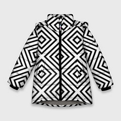Куртка зимняя для девочки Абстрактные геометрические ромбы - Обман зрения, цвет: 3D-светло-серый