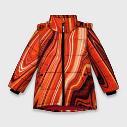 Куртка зимняя для девочки Лавовая абстракция - Красный, цвет: 3D-красный